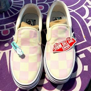 *RARE* NEW VANS Platform! Pink & cream checkerboard Comfy Cush NIB Womens size 8